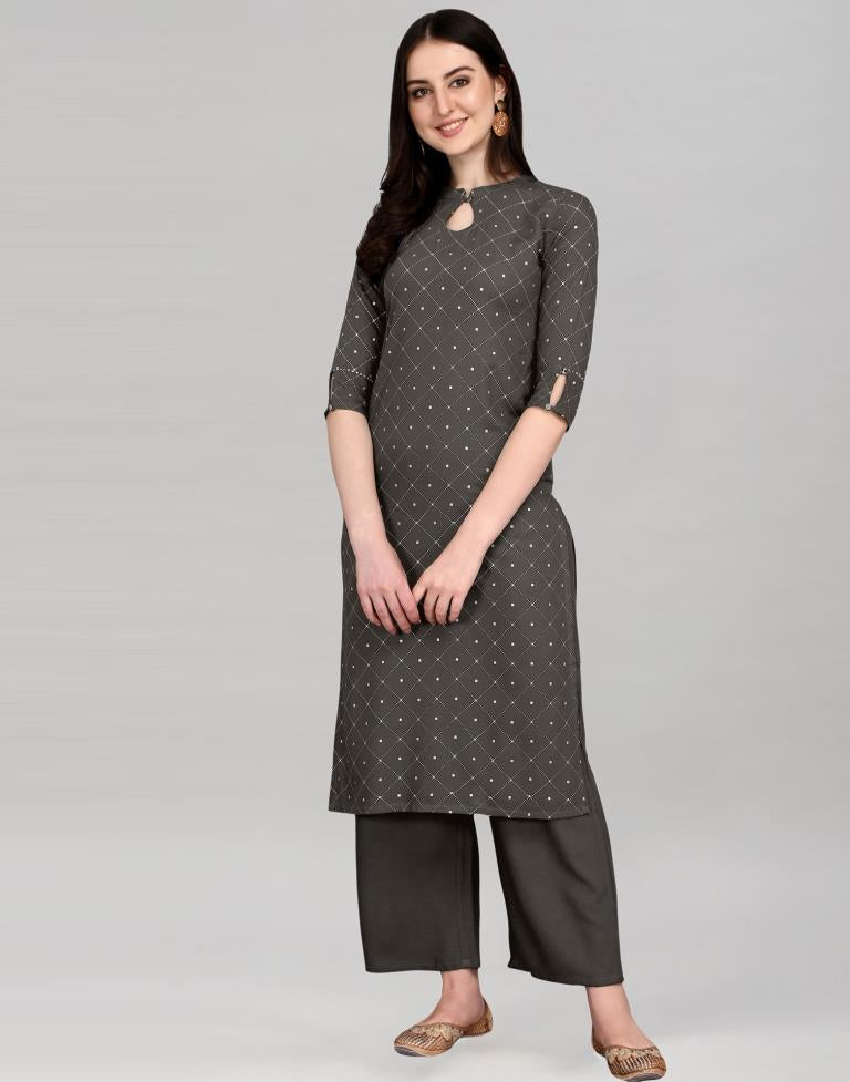 Grey Printed Kurti | Leemboodi