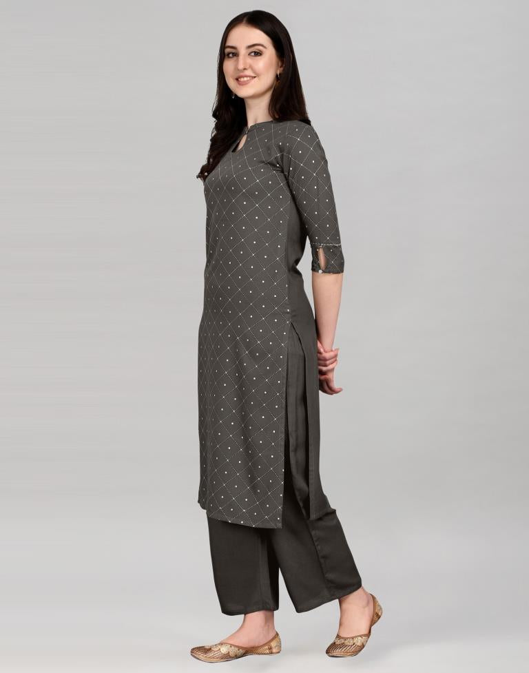 Grey Printed Kurti | Leemboodi