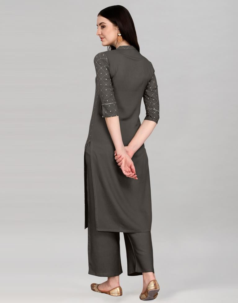 Grey Printed Kurti | Leemboodi