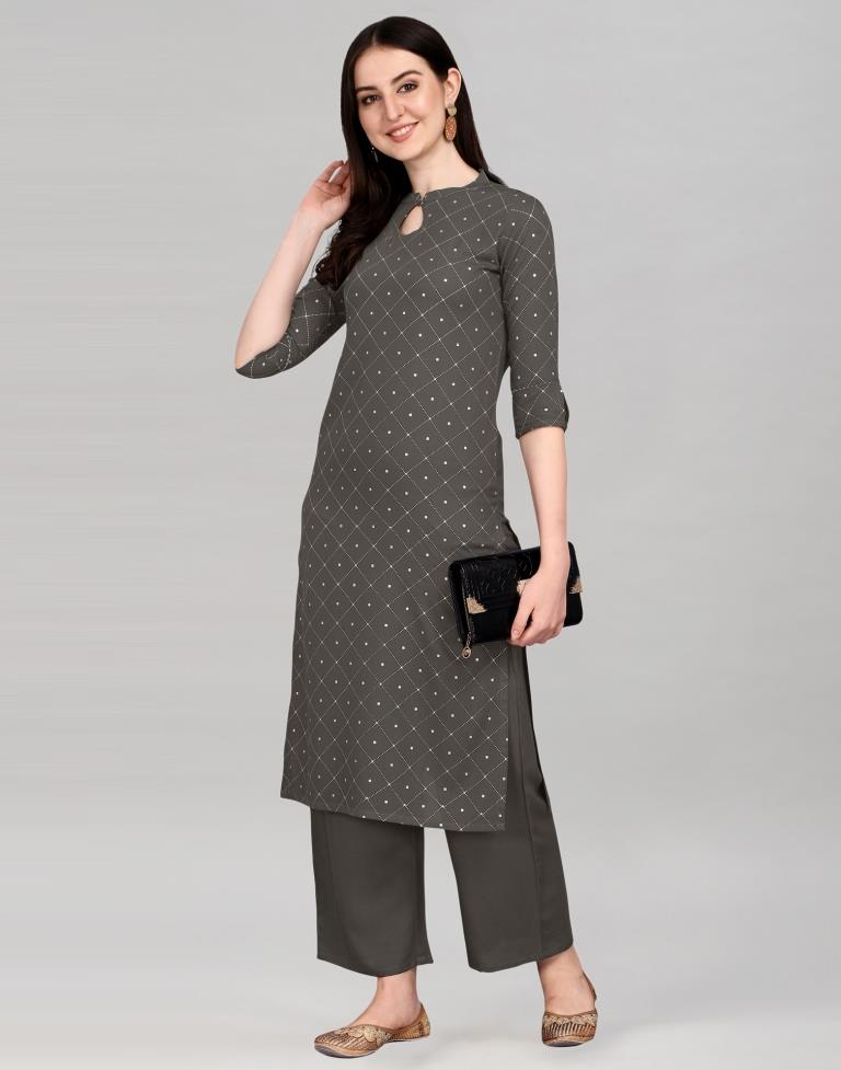 Grey Printed Kurti | Leemboodi