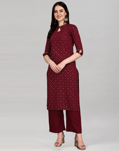 Maroon Rayon Printed Kurti | Sudathi
