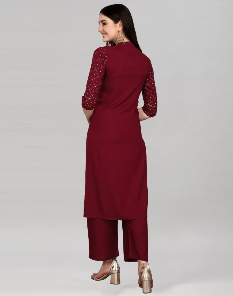 Maroon Rayon Printed Kurti | Sudathi