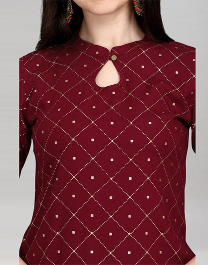 Maroon Rayon Printed Kurti | Sudathi