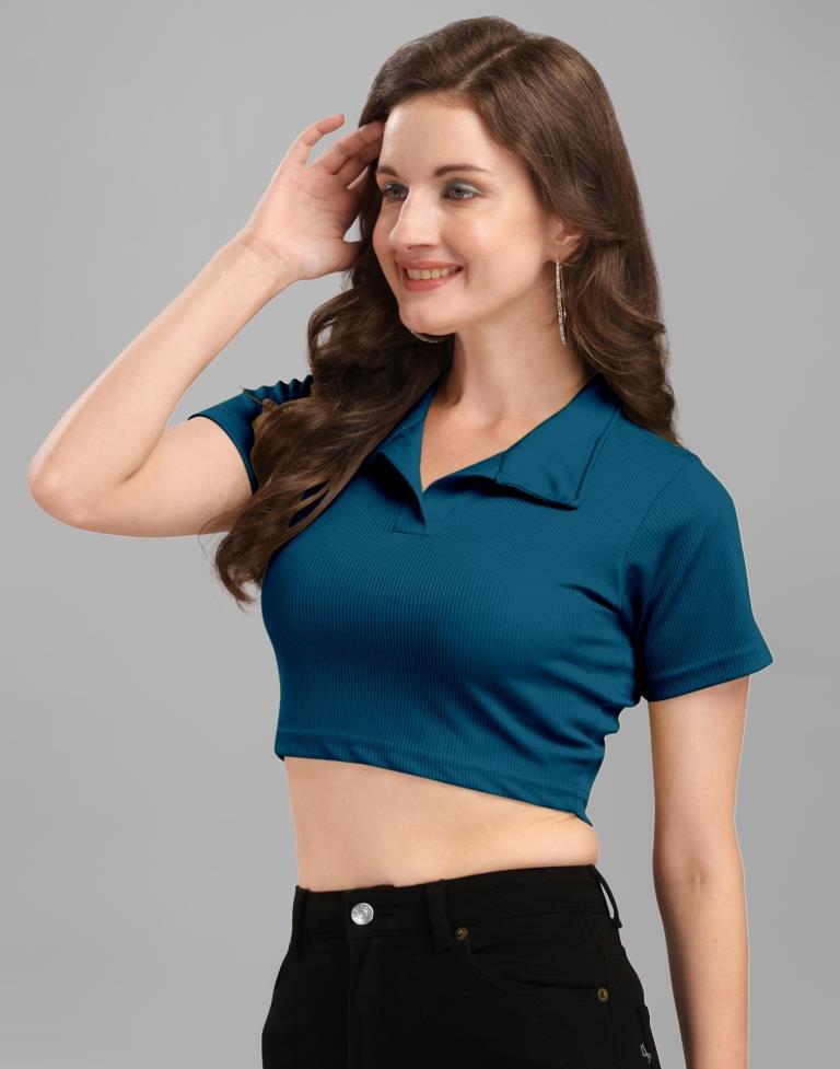 Teal Blue Crop Top | Sudathi