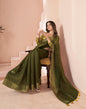 Green Linen Plain Saree