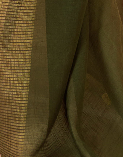 Green Linen Plain Saree