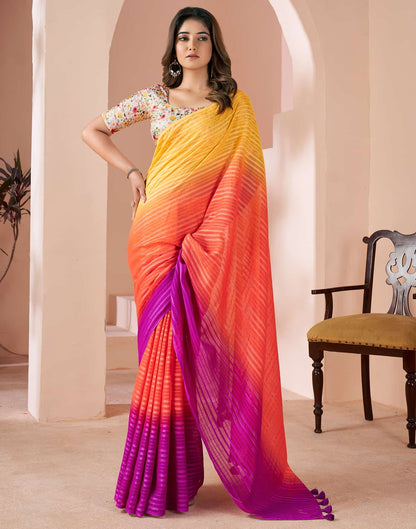 Yellow Linen Plain Saree