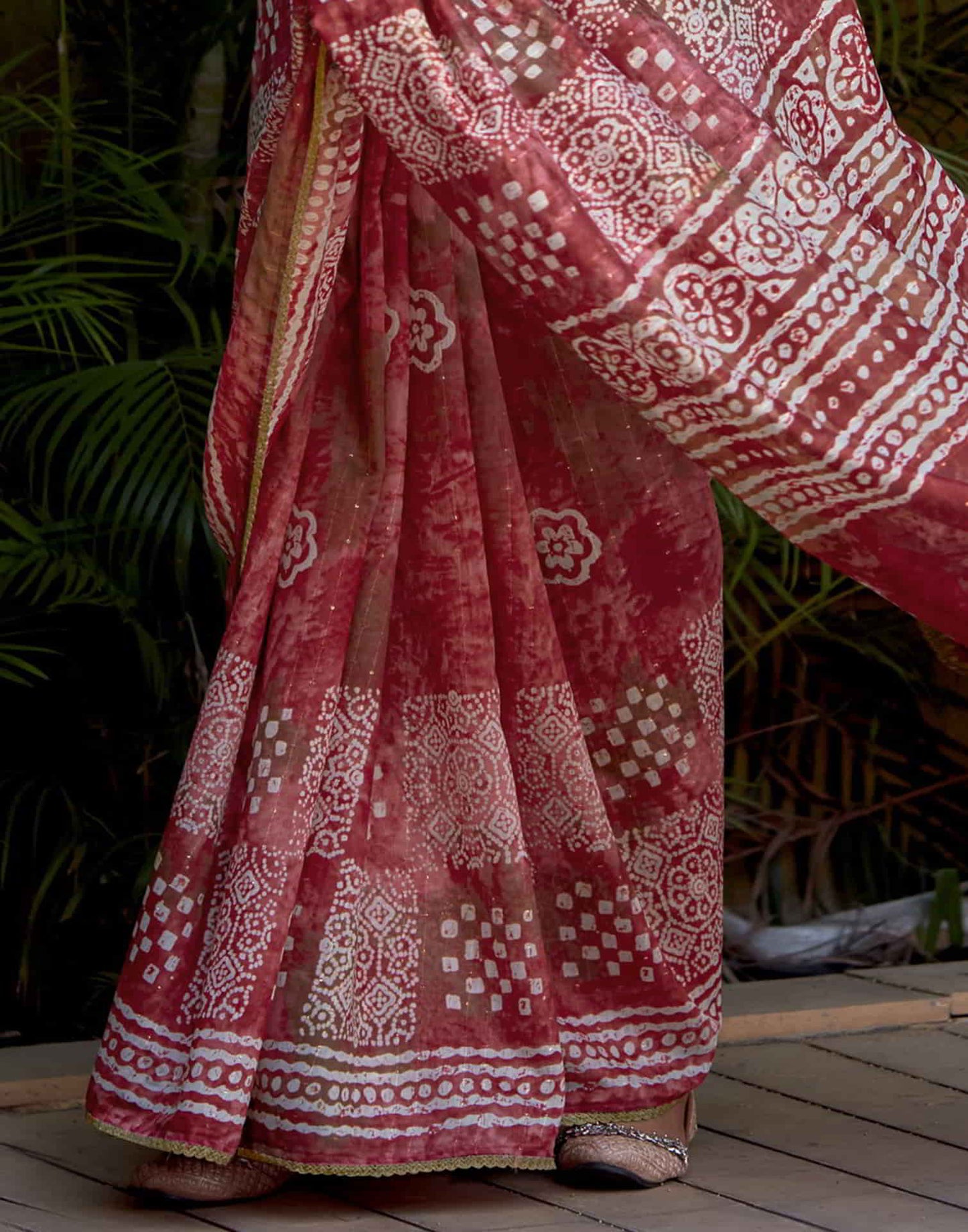 Pink Cotton Printed Saree