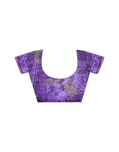 Violet Cotton Printed Saree