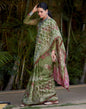 Green Cotton Printed Saree