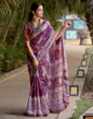 Purple Cotton Printed Saree