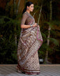 Brown Cotton Printed Saree