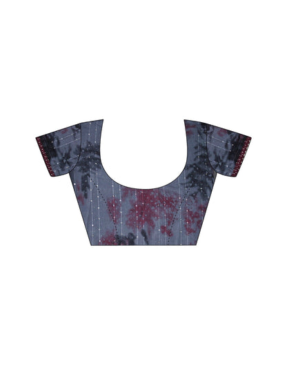 Grey Cotton Printed Saree