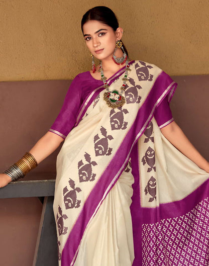 Magenta Silk Printed Saree