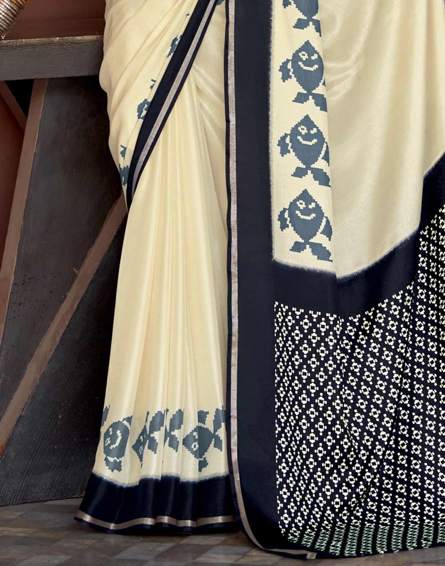 Black Silk Printed Saree