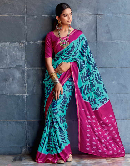 Pink Silk Printed Saree