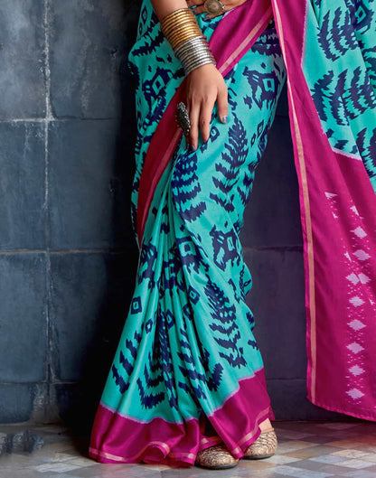 Pink Silk Printed Saree