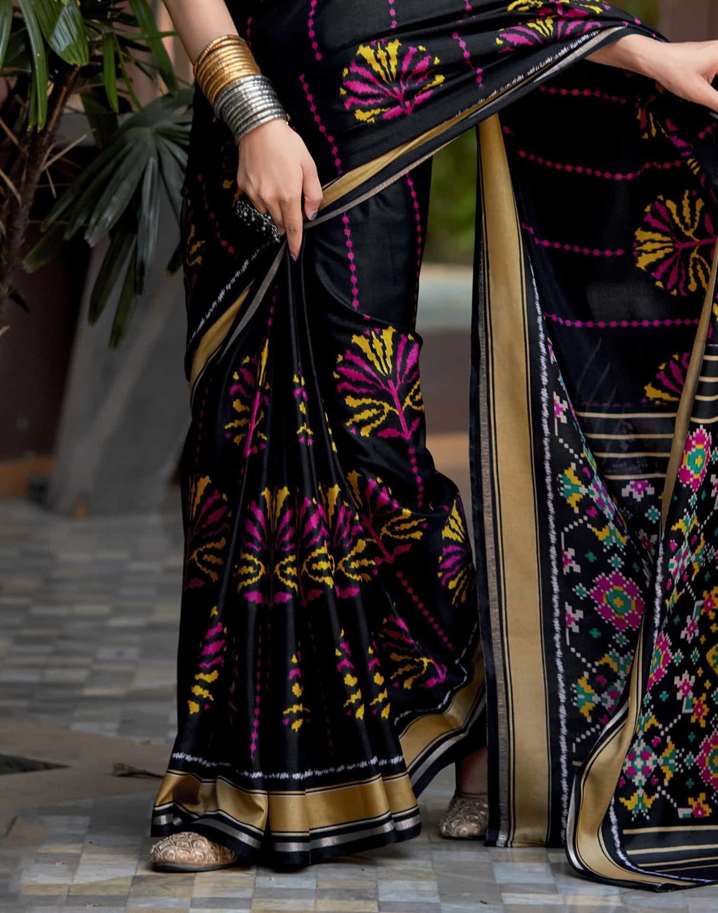 Black Silk Printed Saree