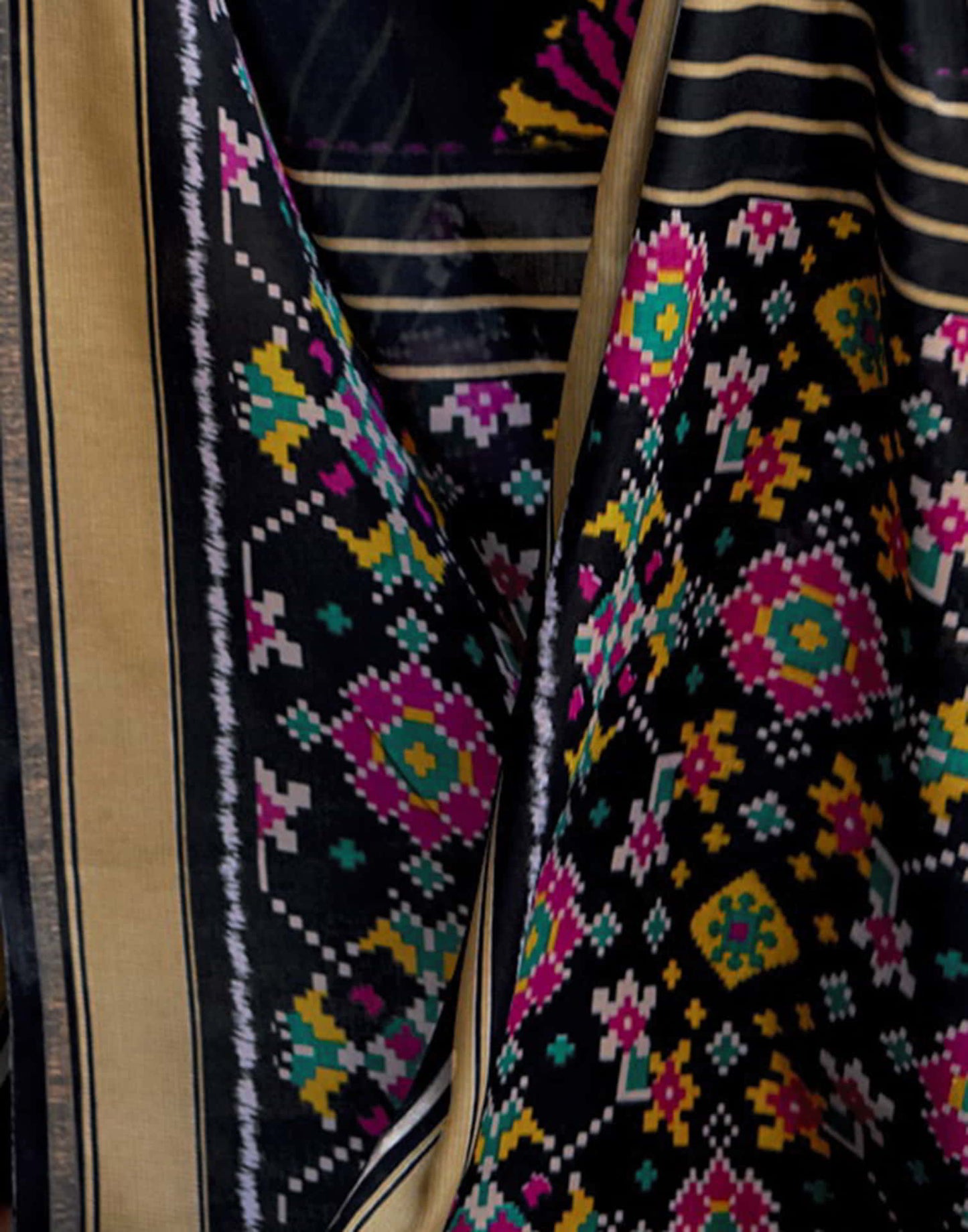 Black Silk Printed Saree