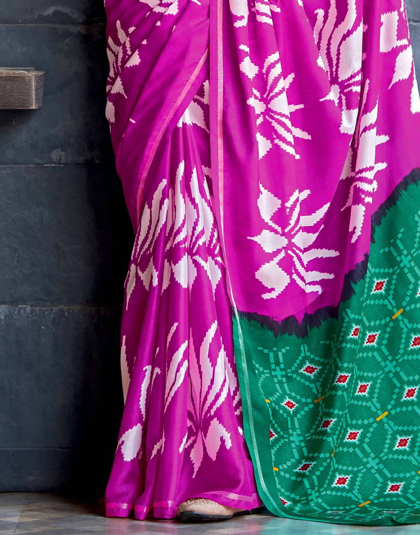 Magenta Silk Printed Saree