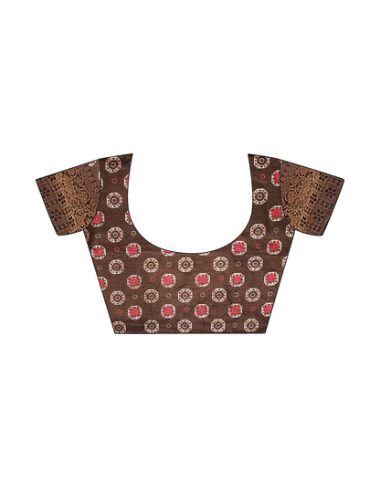 Brown Silk Printed Saree