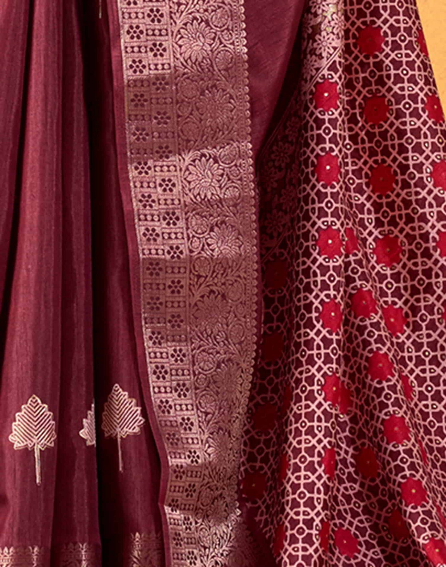 Maroon Silk Printed Saree