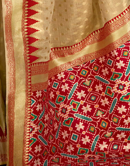 Beige Silk Woven Saree