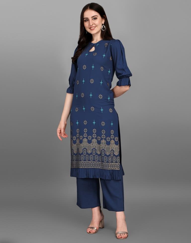 Navy Blue Printed Kurti | Sudathi