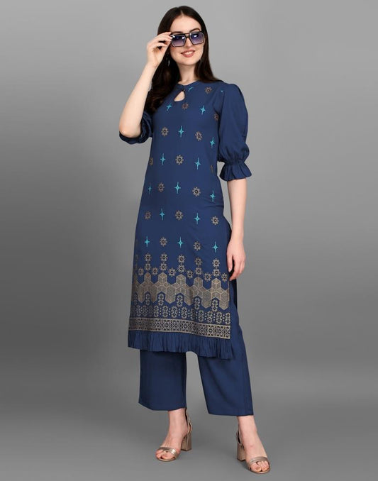 Navy Blue Printed Kurti | Sudathi