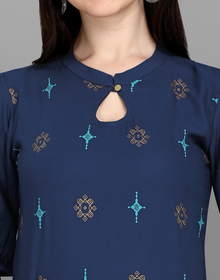 Navy Blue Printed Kurti | Sudathi