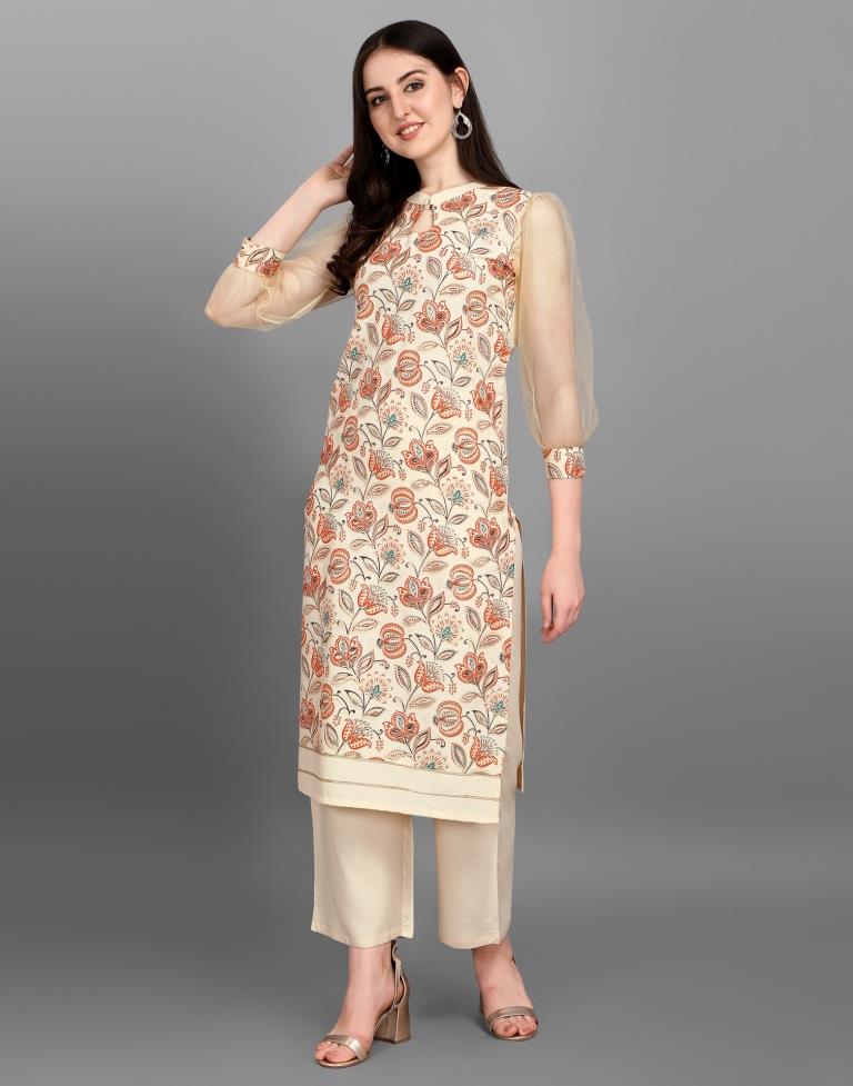 Cream Printed Kurti | Sudathi