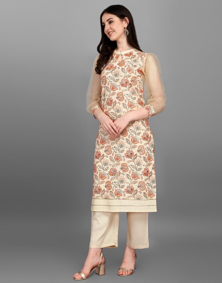 Cream Printed Kurti | Sudathi