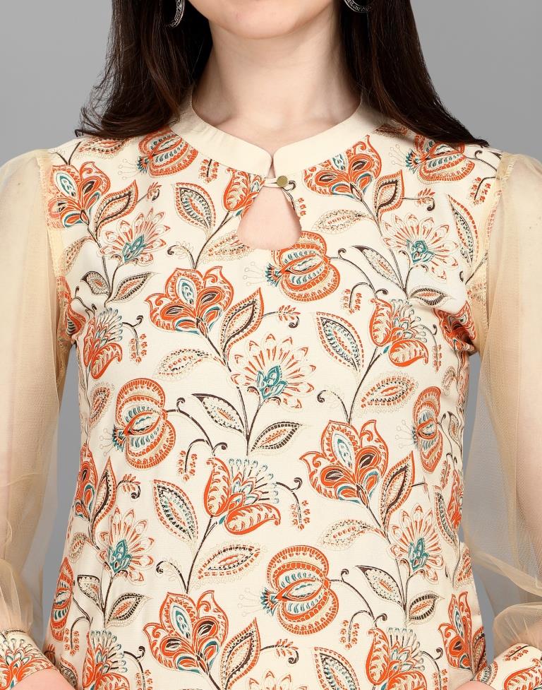 Cream Printed Kurti | Sudathi