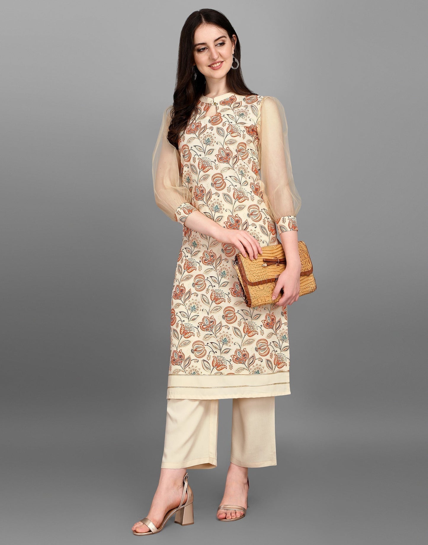 Cream Printed Kurti | Sudathi