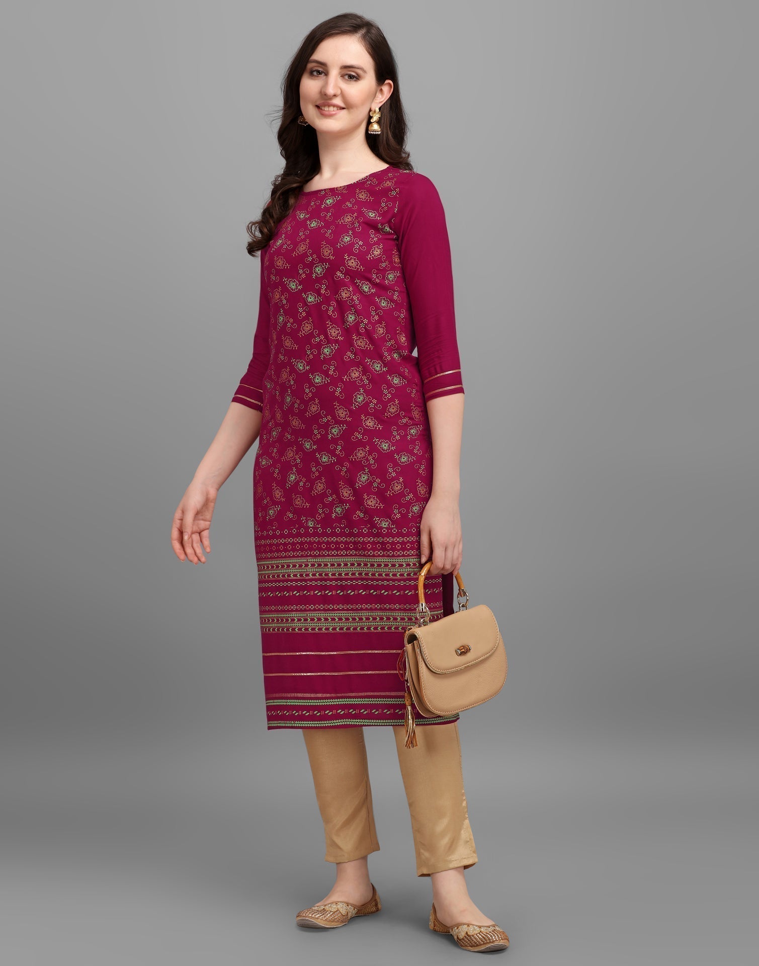 Cherry Pink Printed Kurti | Sudathi