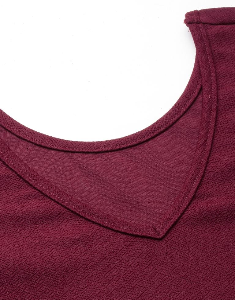 Maroon Puff Sleeve With Strap Top | Sudathi