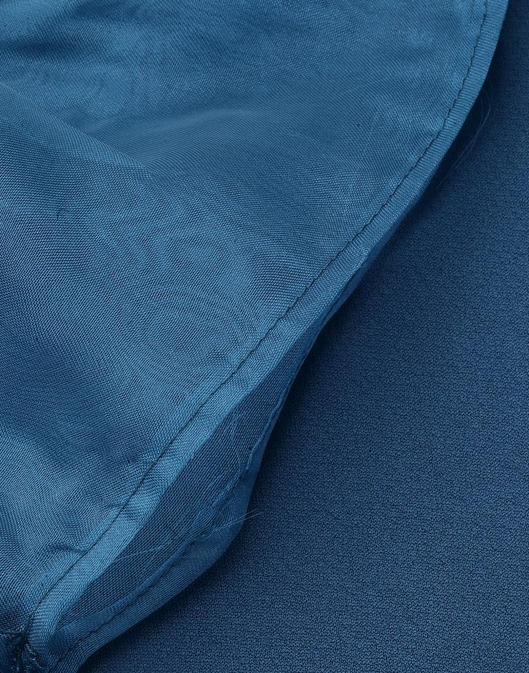 Teal Blue Puff Sleeve With Strap Top | Sudathi
