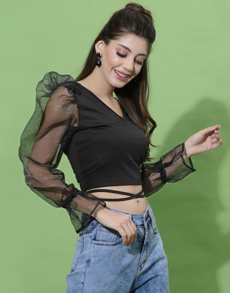 Black Puff Sleeve Top | Leemboodi
