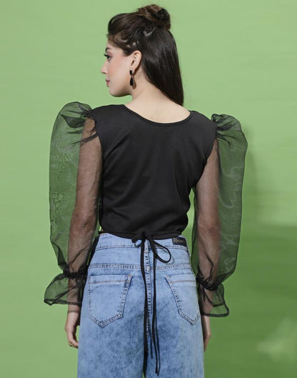 Black Puff Sleeve Top | Leemboodi