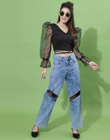 Black Puff Sleeve Top | Leemboodi