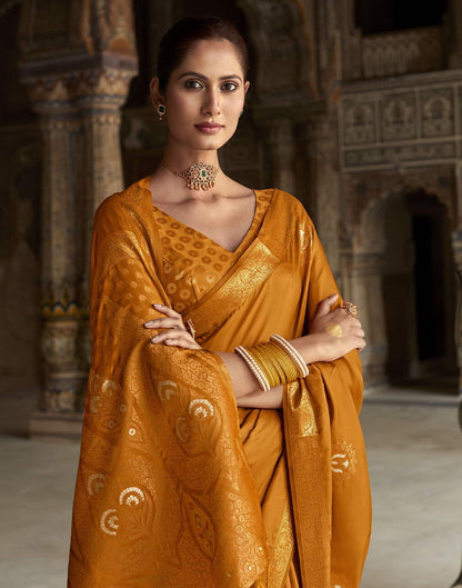 Yellow Silk Plain Saree