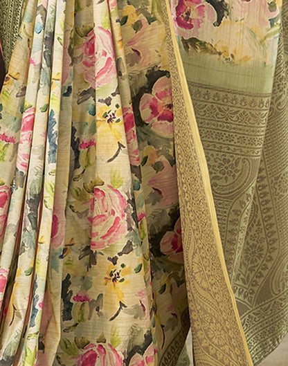 Multicoloured Silk Printed Saree