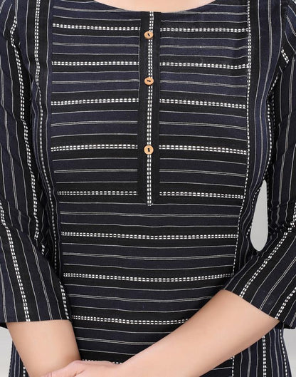 Black Self Woven Cotton Kurti | Sudathi