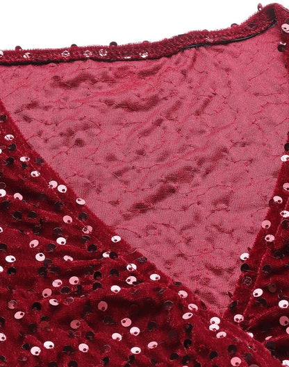 Red Partywear sequin Gown | Sudathi