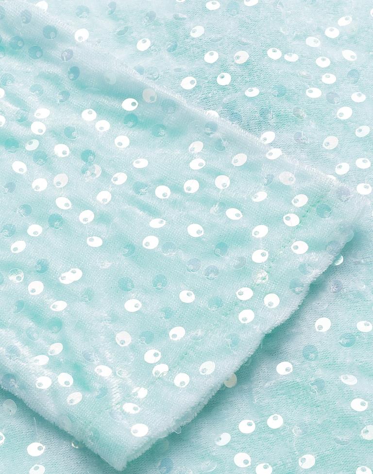 Light Blue Puff Sleeve sequin Bodycon | Sudathi
