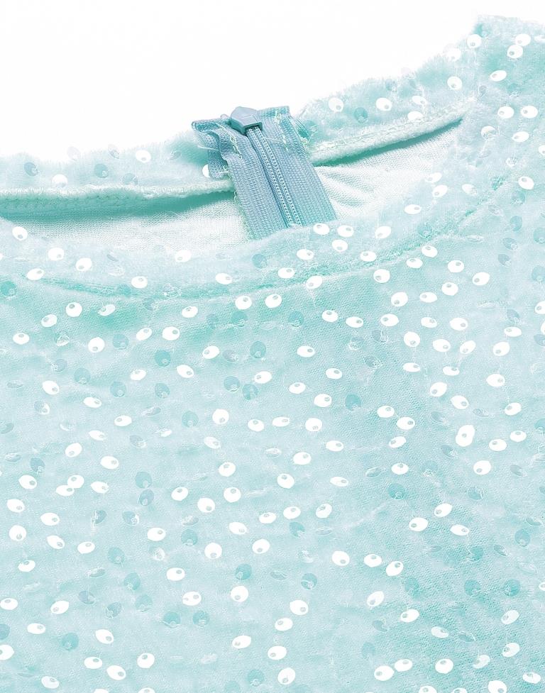 Light Blue Puff Sleeve sequin Bodycon | Sudathi