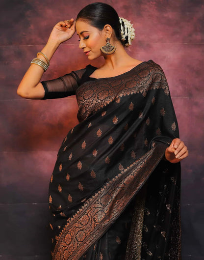 Black Banarasi Silk Woven Saree