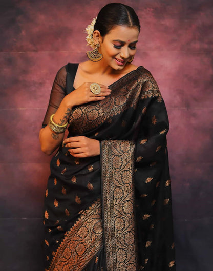 Black Banarasi Silk Woven Saree