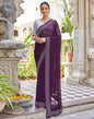 Wine Swarovski Georgette Stone Work Saree