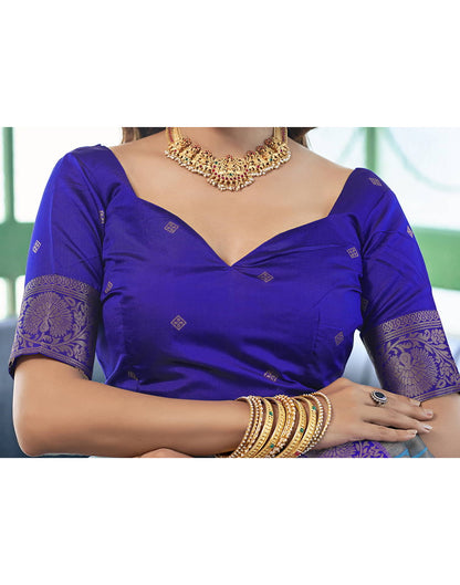 Blue Banarasi Silk Woven Saree